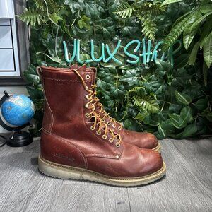 Carolina AMP MX 8” Brown Red Work Boots Round Soft Toe Shoes Men Size 12 M